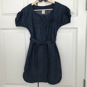 Chambray Shirt Dress with Belt - Denim, Size XL/14